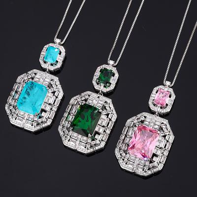 Spring New Pendant With Diamonds Geometric Color Zirconium Chain Jewelry Pendant