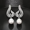 Source Angel Wings Imitation Pearl Earrings, Diamond Flower Zircon Earrings, Dinner Court Earrings