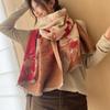 Autumn and winter magnolia floral imitation cashmere scarf thickened shawl fresh and sweet versatile cold-proof warm scarf