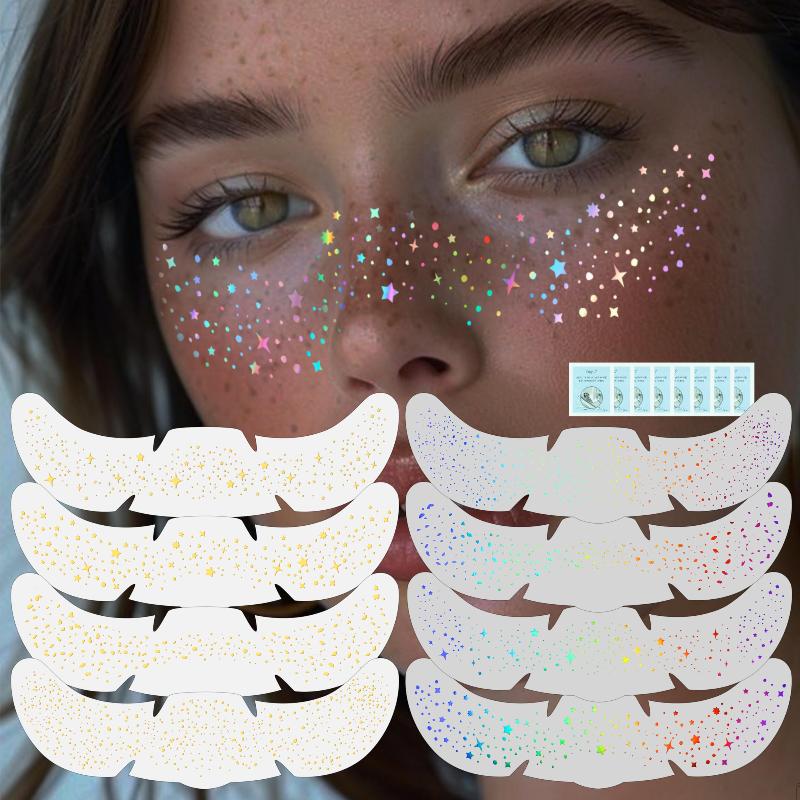 1 Sheet Glitter Freckles Holographic Stickers Waterproof Heart Freckle Temporary Tattoo Stickers Face Makeup