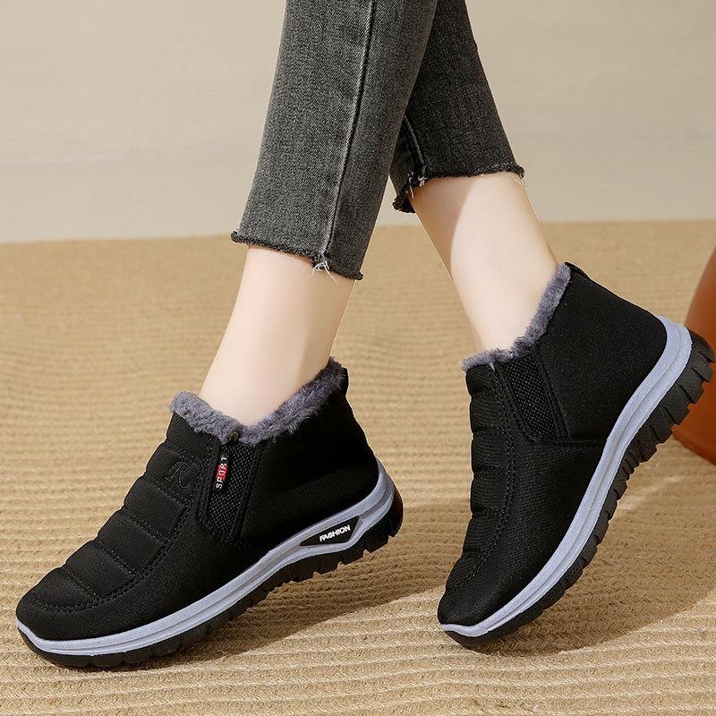 Men's and Women's Cotton Shoes with One Pedal, Piled and Thickened Warm Snow Boots, Medium and Old Low-top Short Cotton Boots