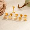 1 pièce G23 Titane Massif Filetage Interne Dos Plat Fleur CZ Clou de Tragus Cartilage Boucle d'Oreille Helix Rook Lobe Labret Bijou de Piercing