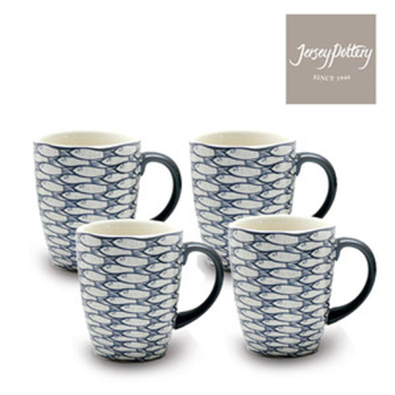 [jerseypottery] Blue Herring Mug 4P Set