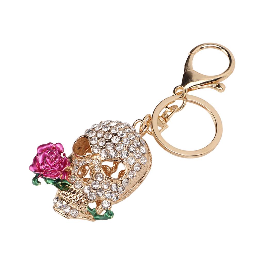 Skull Keychain Death   Flower Skull Car Keychain with Key Rings Hook Cool Keychain for Car Pendant Handbag Decor