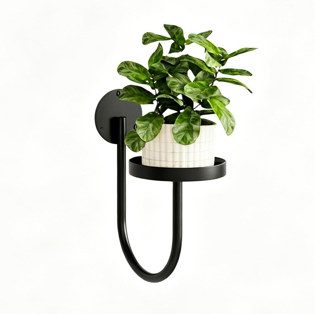 Suporte de Planta de Metal Preto Montado na Parede Vaso de Parede Moderno Prateleira Suporte para Vasos de Flores Pendurados Cabide de Planta de Parede Interno Externo