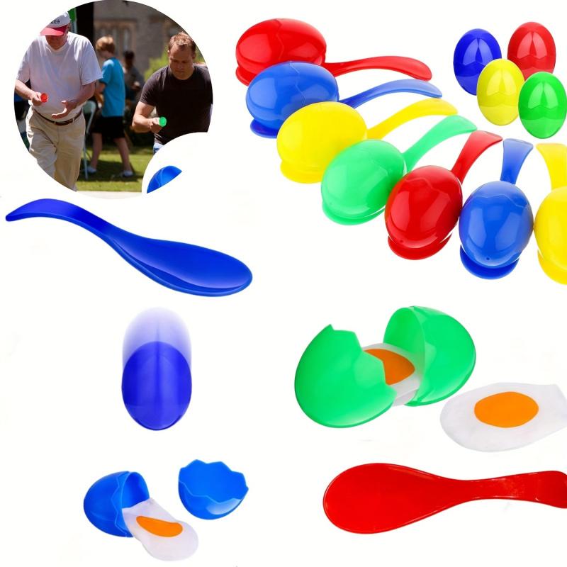 Easter Egg and Spoon Race Game Set with Egg Yolk-Outdoor Lawn Relay Race Day Party Game,Suitable for Bachelorette Party Supplies
