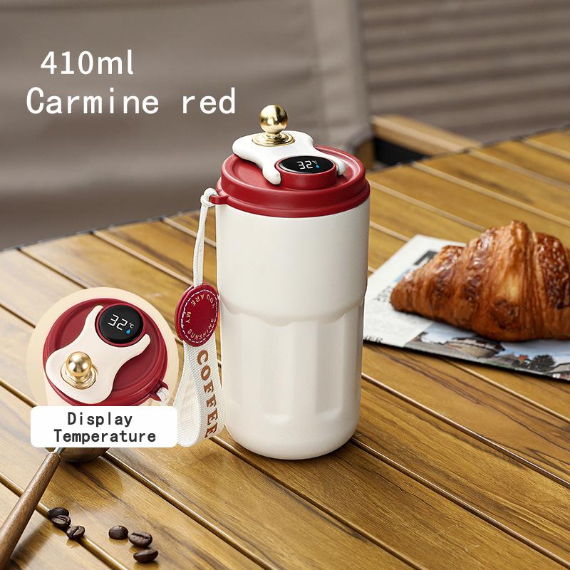 Thermal Coffee Cup Smart Display Temperature 316 Stainless Steel Thermos Bottle Leak_Proof Business Portable Vacuum Cup 420ML 420ml красный