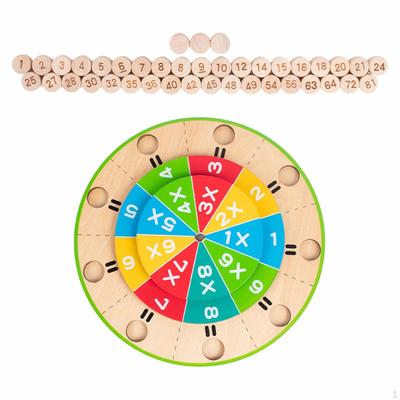 Holz 99er Einmaleins Drehteller Rad Spielzeug mit 40 Zählsteinen