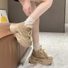 Fashion Women High Platform Sneakers 7.5CM Wedge Heels Walking Shoes Woman New Autumn Winter Warm Vulcanize Shoes Female Chunky Sneakers