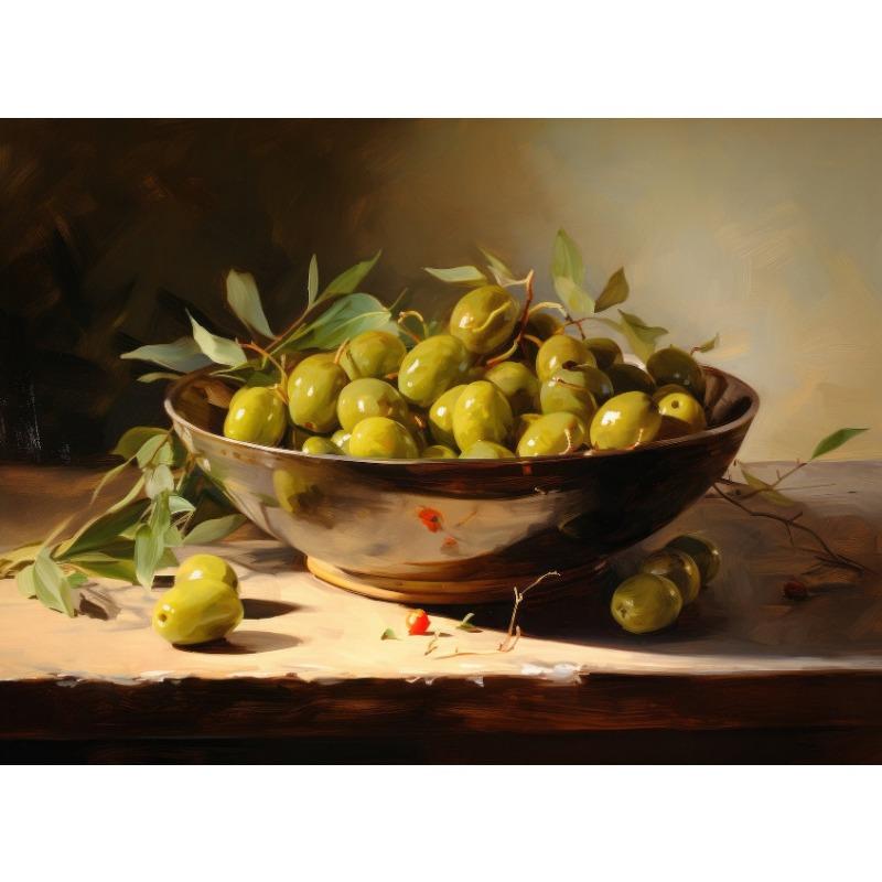 Vintage European Pastoral Italian Olive Bowl Posters and Prints Canvas Printing Wall Art Picture for Living Room Home Decoration
