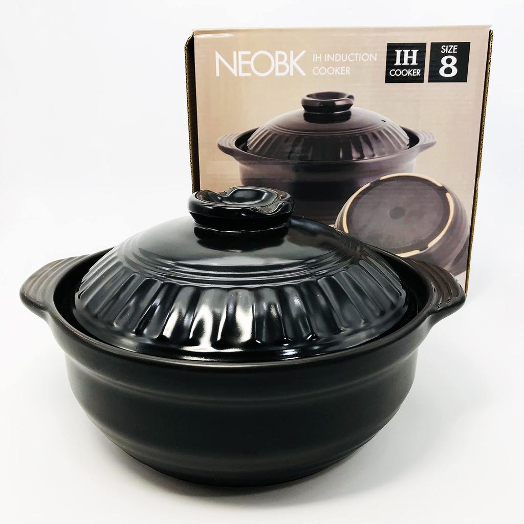 Living NEO Earthen Pot Size 8 28cm Fire Compatible for People 110363 Black IH/Gas 3-4