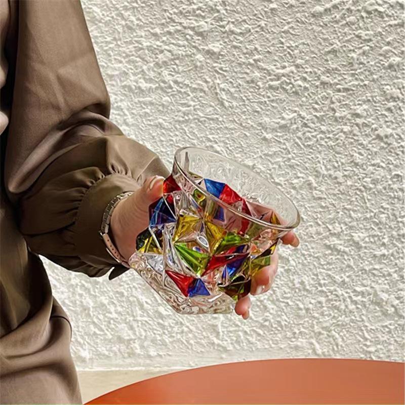 Regenbogen-Schimmer Handbemalte Glas Tasse - Bling Design für den Sommer