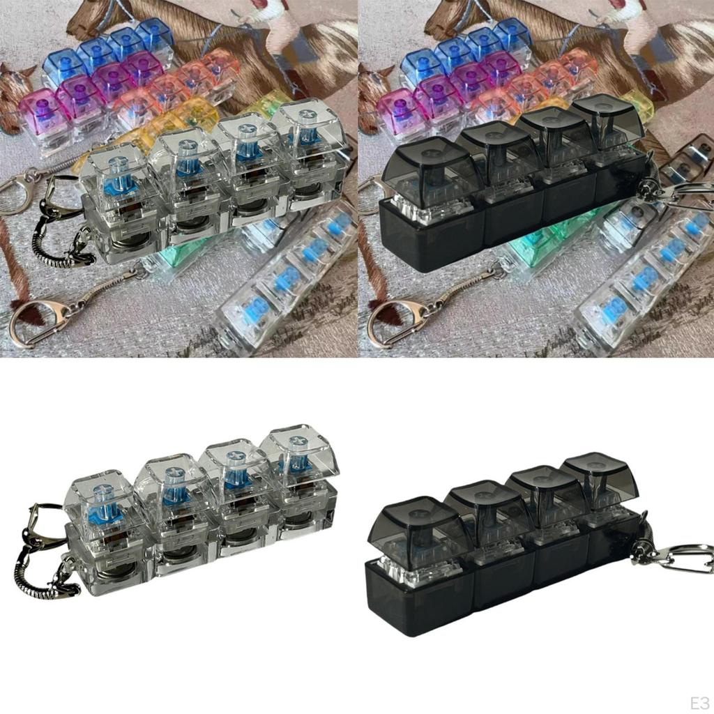 4 Key Keyboard Fidget Clicker Toy Keychain Lightweight Lighted Clicking