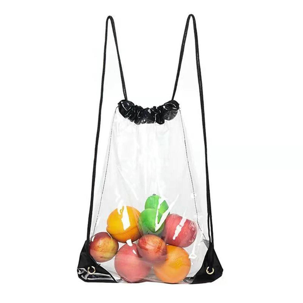 Large Capacity Drawstring Backpack Beach Bag Jelly Bag Portable PVC Transparent Bag Unisex