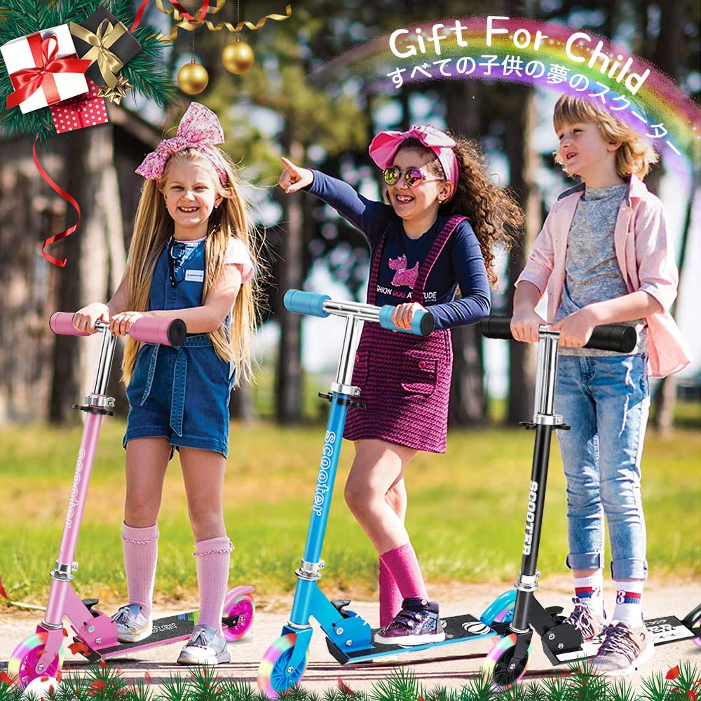 Popular Ototacam Kids Scooter Kickboard for Children 2 Wheels Illuminated LED Tires with Stand 4 Levels of Height Adjustment Foldable Easy to Carry