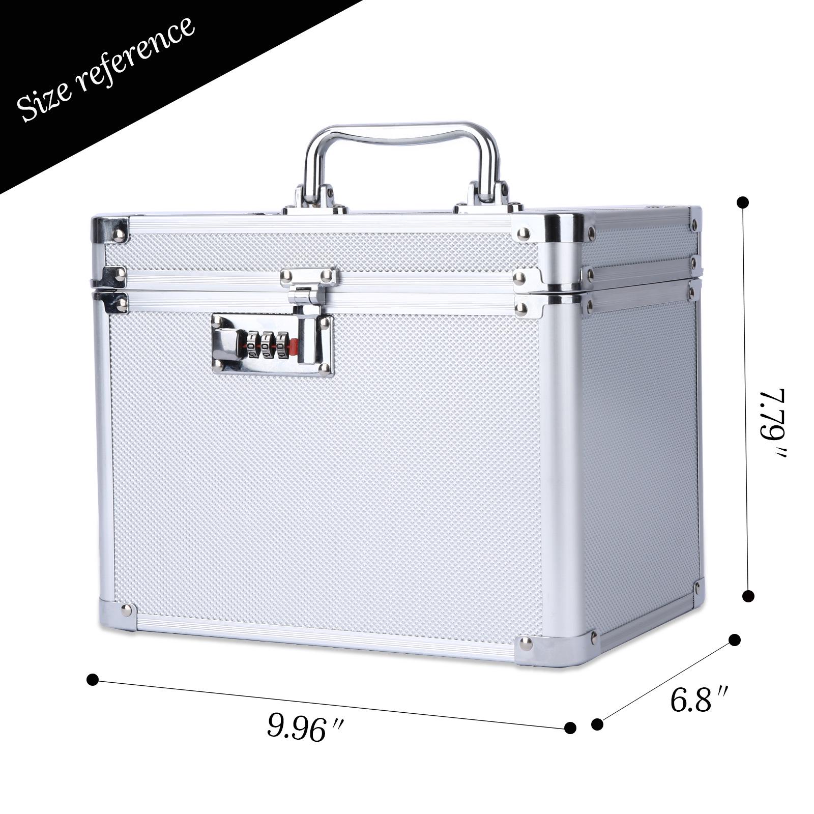 

Портативный двухслойный косметичка из алюминиевого сплава с зеркалом и паролем