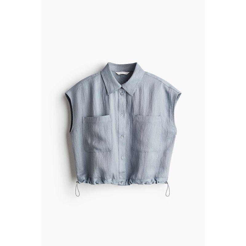 

HM 2025 Summer New Arrival Women s Sleeveless Oblique Cloth Drawstring Shirt 1297167 Gray 175/116