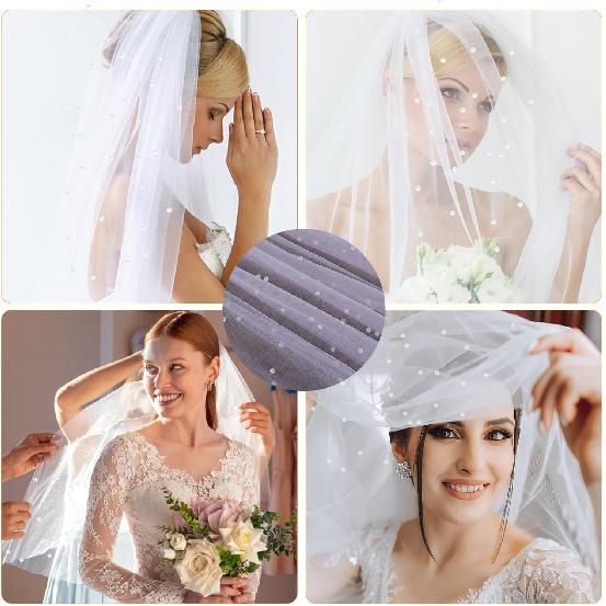 10 Ft Pearl Table Runner White Tulle Table Cloth Wedding Veil Valentine's Day Decor Sequin Lace Dessert Tablecloth Diamonds Party Decorations Doilies