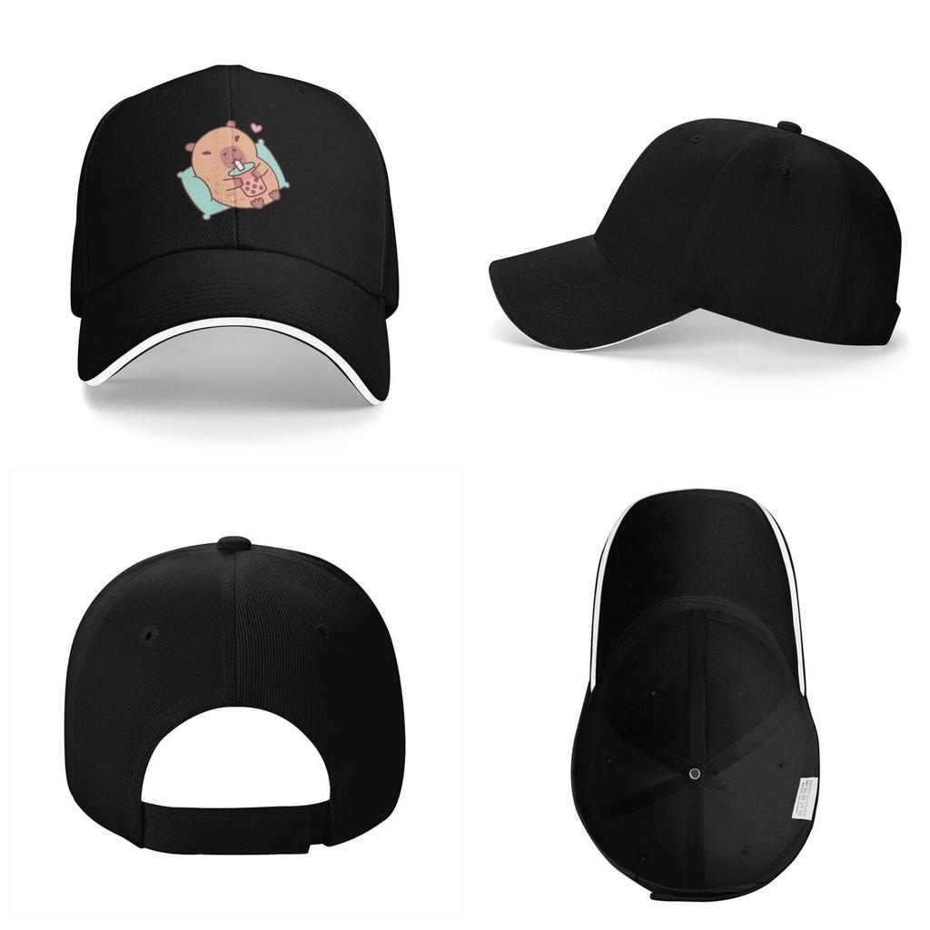 Unisex Czapki Baseballowe Urocza Kapibara Kocha Bubble Tea Termiczna Odzież Uliczna Letnie Sportowe Czapki Baseballowe Czapka Hip Hopowa Casquette Czapki