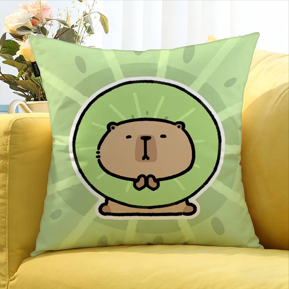 Cute Capybara Household Various Sizes Square Pillow Case For Car Home Bedchamber Decor