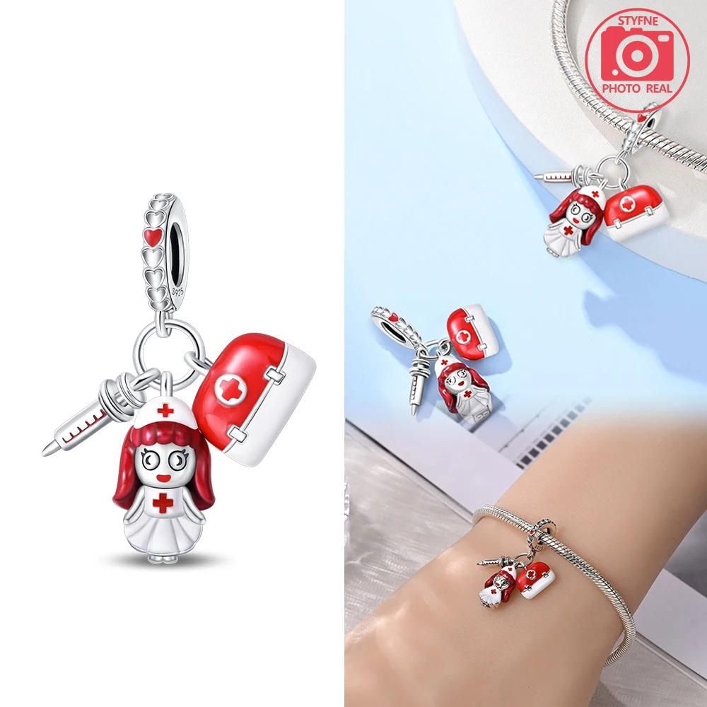 Charms Plata Nurse'S Three-In-One Pendant Copper Colors For Charms Copper Colors Original Bracelet For Jewelry Making