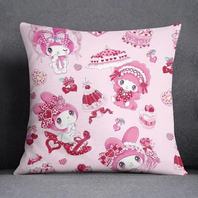 Cartoon Sanrio Pillow Cover Hello Kitty Kulomi Living Room Sofa Cushion Cover Bedroom Home Decoration Child Room Decoration