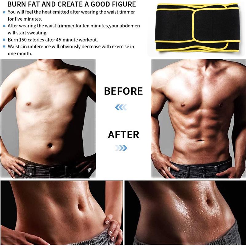 Men Sauna Waist Trainer Sweat Trimmer Belt Weight Loss Workout Fitness Compression Eraser Body Shaper