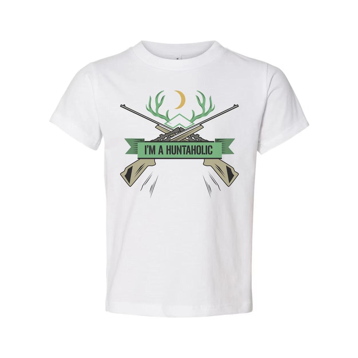 

Unisex Hunting T Shirt With Antler Emblem And Crossed Rifles Graphic Design For 3XL