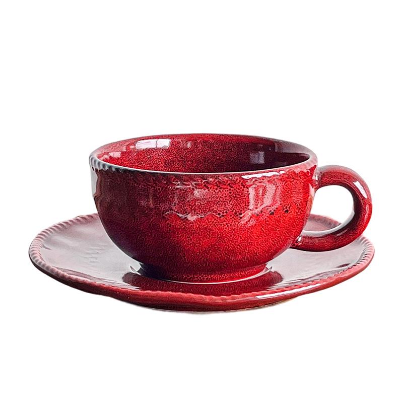Retro Kiln Change Coffee Cup Saucer Home Cafe Latte Latte Flower Cup Afternoon Tea Cup Coffee Cup Light Luxury High Sense