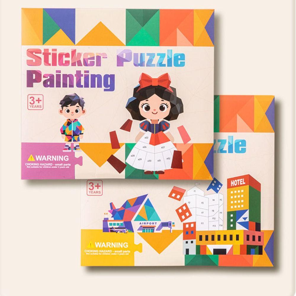 Handmade DIY Paste Material Kit Paper Animals Sticker Book 3D Geometric Sticker Books  Children