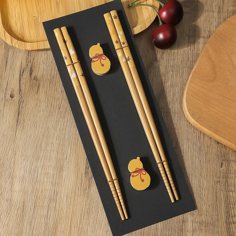 2 Pairs Chinese Chopsticks Japanese Korean Sushi Solid Wood Chopsticks Wedding Gift Chop Sticks Hashi Two Pairs Chopsticks Set