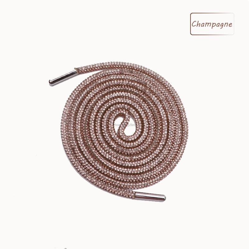 Luxury Rhinestone Shoe Laces Rainbow Diamond round Shoelaces for Sneakers 100/120/140/160CM DIY Strings 1Pcs