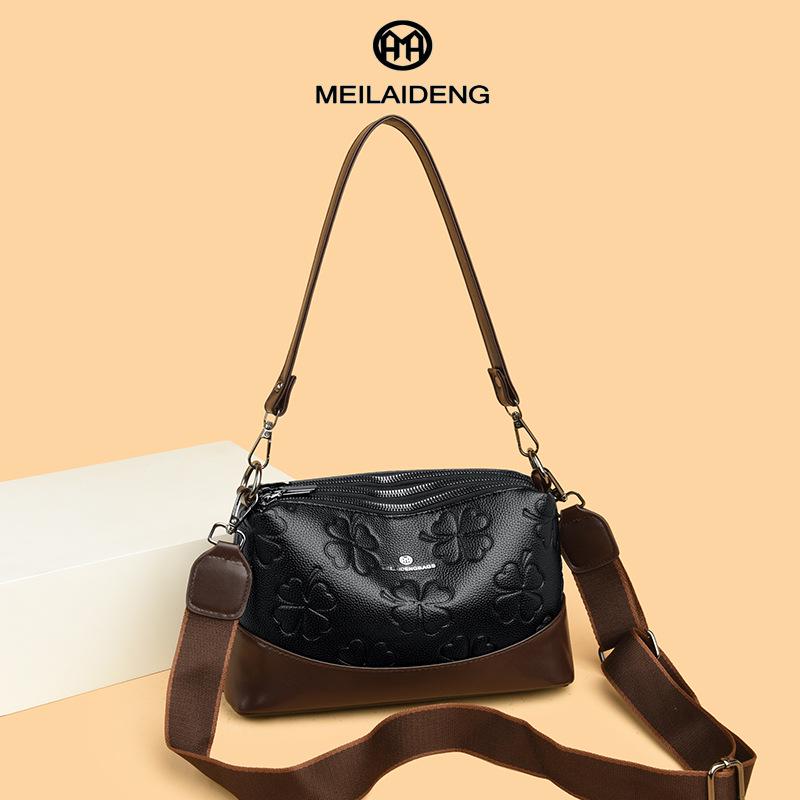 

Women s 2025 Fashion Cowhide Soft Leather Embossed Large Capacity Shoulder Crossbody Bag for Middle-aged Mothers чёрный