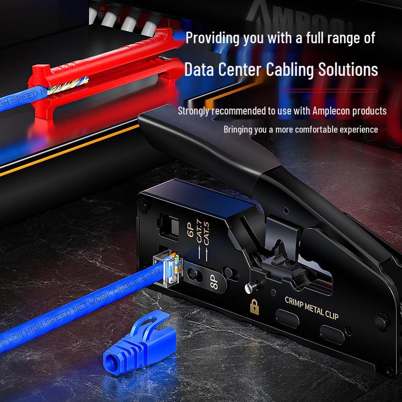 Clește de sertizat profesional pentru cablu de rețea cu capăt Crystal cu conectori cu 5, 6, 7 găuri traversante