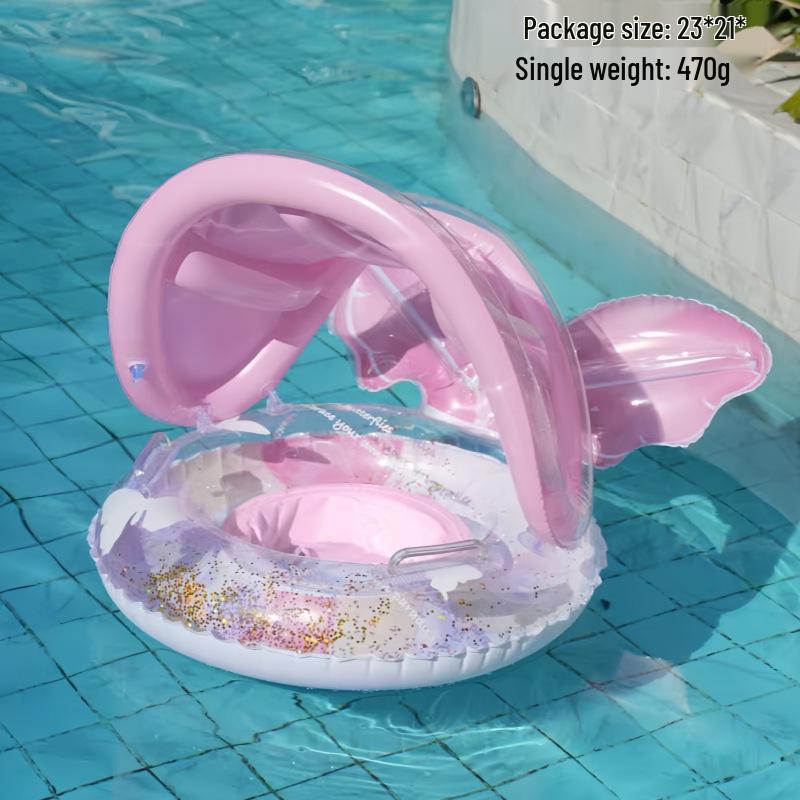 Large Toddler Boat-Themed Swimming Ring with Canopy & Steering Wheel