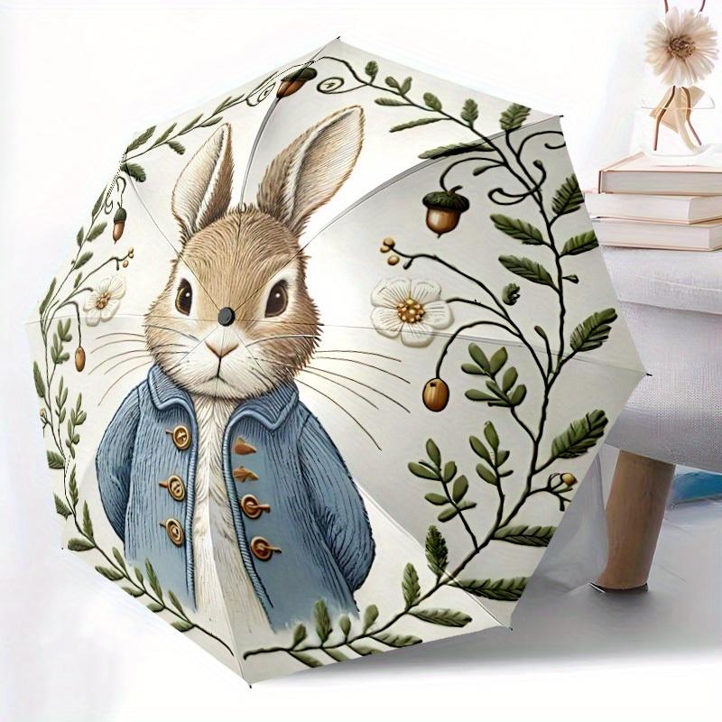 Rabbit Peter Automatic Open/Close Umbrella   Compact Travel Umbrella, 8 Rib Heavy Duty Construction, Ideal Gift, 156