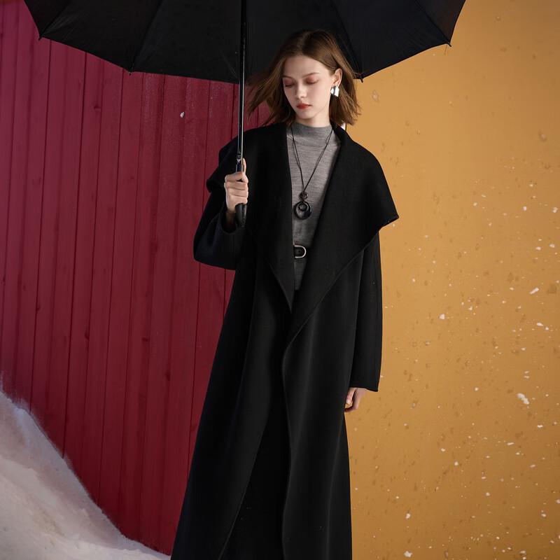 Sancai 2025 Winter Lapel Double-faced Wool Long Coat