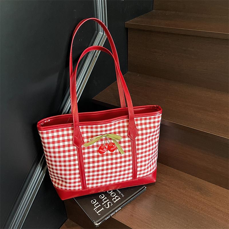 

Retro Shopper Shopping Shoulder Bags for Women PU Leather Tote Bag 2025 Summer New Designer Bow Purses and Handbags 33cmx23cmx10cm