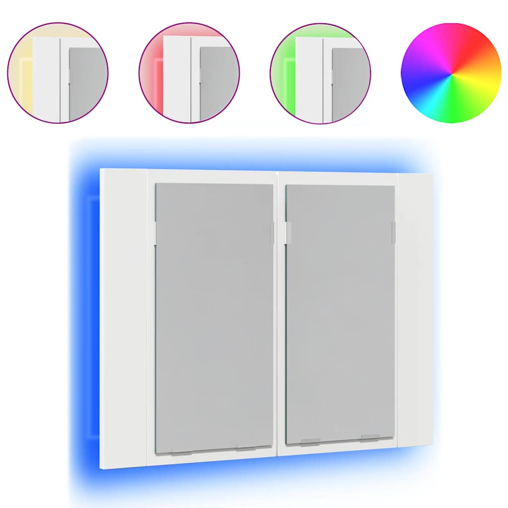 LED Bathroom Mirror Cabinet White 60 X 12 X 45 Cm Acrylic