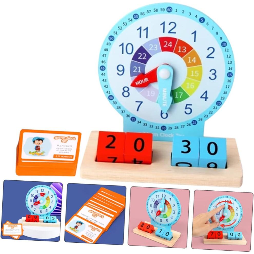 1Satz Holzspielzeug Kinderuhr Lernuhr für Kleinkinder, Farbenfrohes Design zur Farberkennung und kognitiven Entwicklung