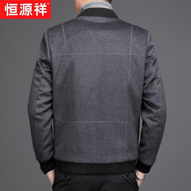 Hengyuanxiang Men's Thickened Wool Blend Lapel Jacket