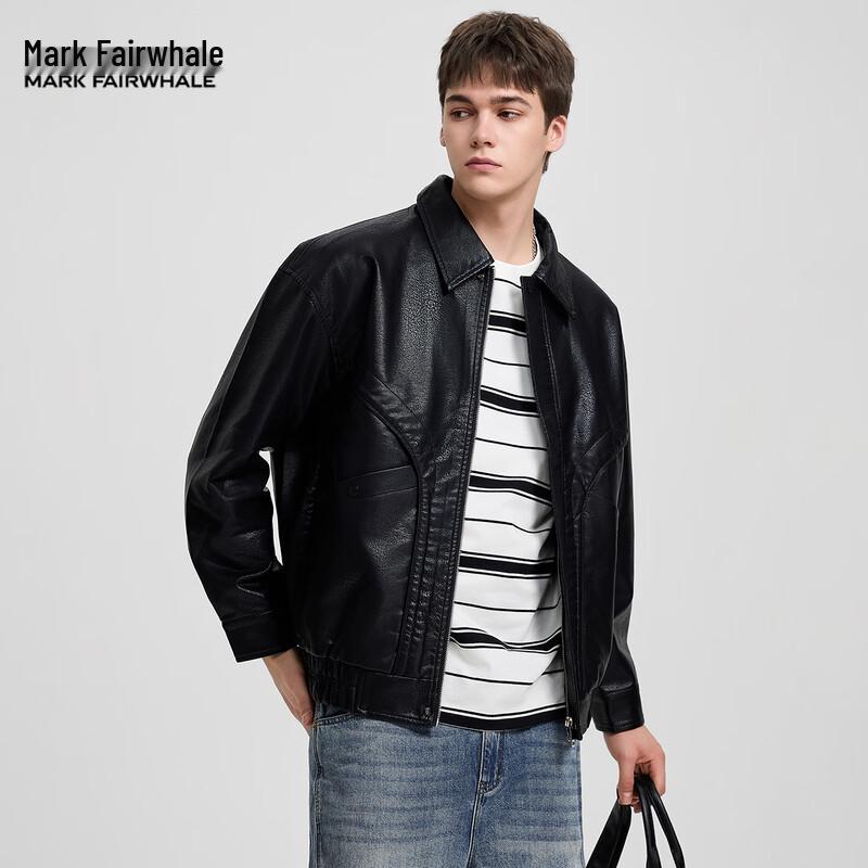 Mark Fairwhale Men s Shiny Street Style PU Leather Jacket 2XL
