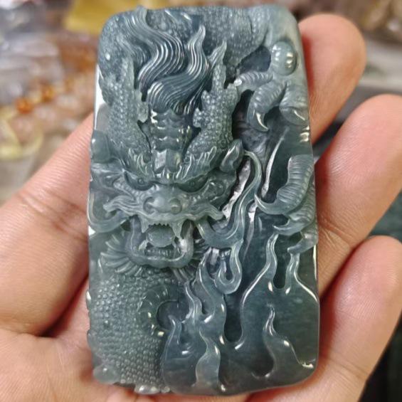 Dragon Brand Jadeite Jade Pendant Carving for Men & Women - A Grade Formal Wear