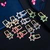 Hexagonale Geometrische Verschluss Damenohrringe Kreativer Stern Leicht Eingelegter Farbiger Zirkon Beliebter Ohrschmuck