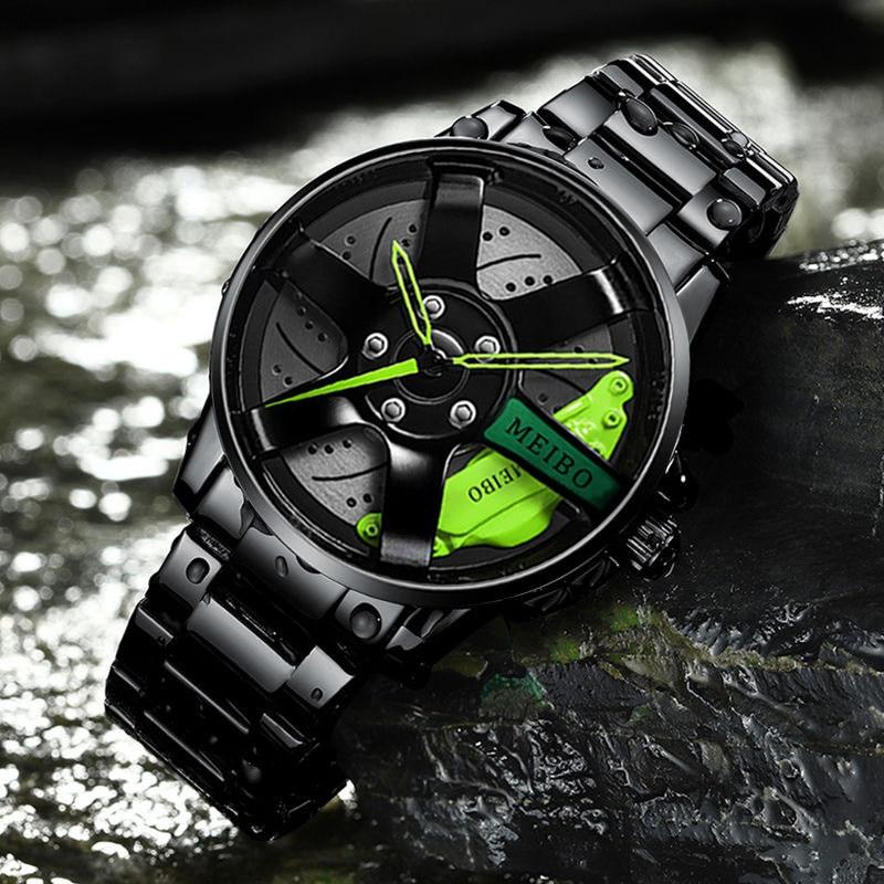 Top Uhrenmarke Männer Auto Felgenraduhren Autouhren Herrenuhr Edelstahluhr für Auto GTR
