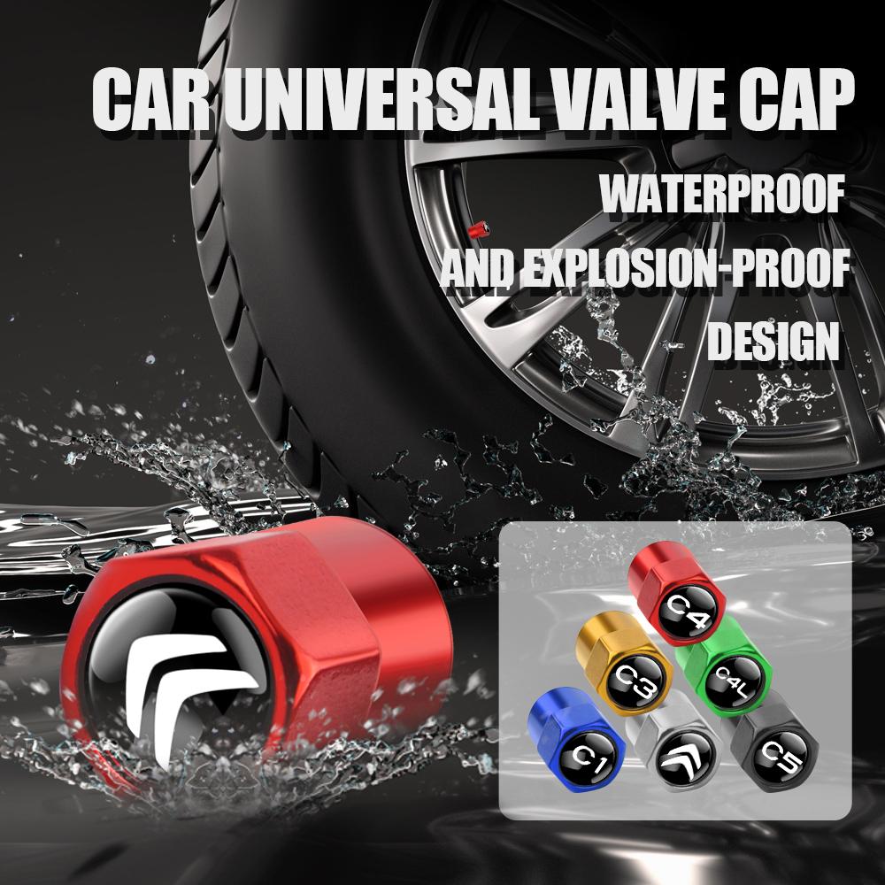 4pcs Car Metal Badge Wheel Tire Valve Caps Stem Cover For Citroen C4 C3 C5 C2 C1 Berlingo C-Elysee C4-Picasso C4-Aircross DS C4L anw123
