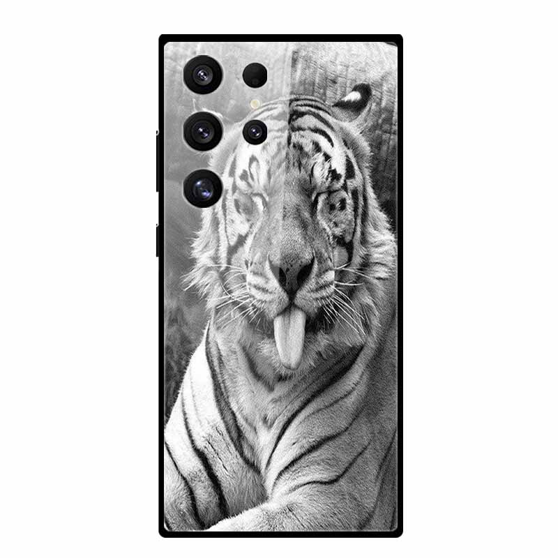 For Samsung S25 S 25 Ultra Hard Tempered Glass Case Capa Coque Bumper For Samsung Galaxy S 24 S24+ FE Wolf Phone Back Cover