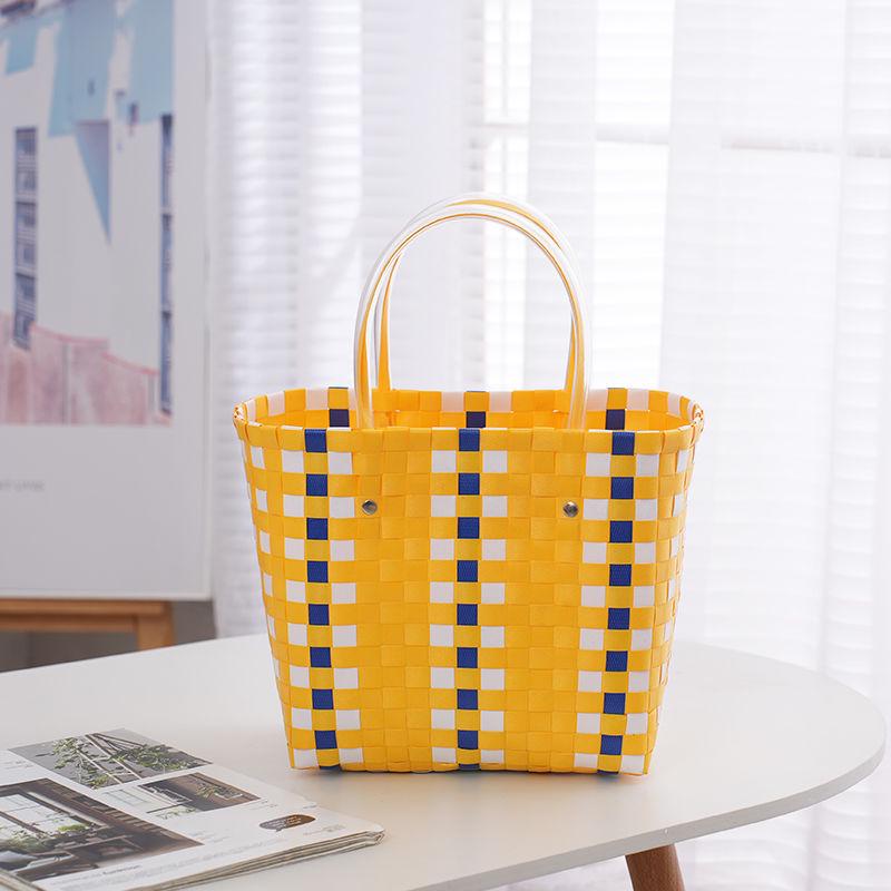 Handmade PVC Woven Bag: Versatile Home, Vegetable, Bath, and Beach Basket