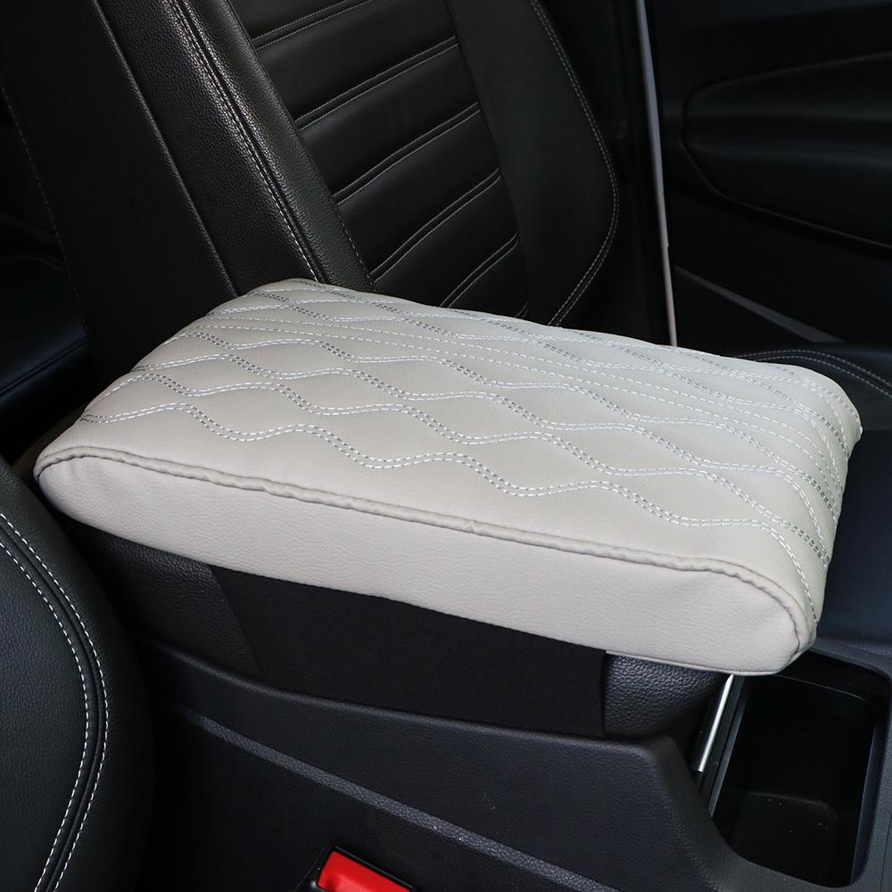 PU Leather Auto Armrests Storage Box Cover Pad Wave Embroider Center Console Arm Rest Protection Cushion Car Armrest Mat Hand Supports