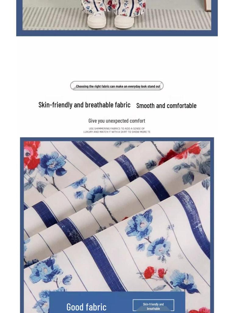 Women's Retro Rose High Waist Wide Leg Striped Pants - Summer 2025 Collection